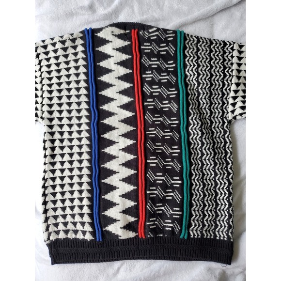 Vintage Concrete Mix Men's Sweater 90s Medium Like Cosby Show Geometric - Picture 7 of 7